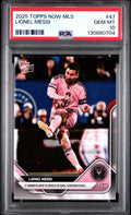 Graded 2025 Topps Now Lionel Messi #47 1st Miami Player to Reach 50 Goal Contributions Soccer Card PSA 10 Gem Mint