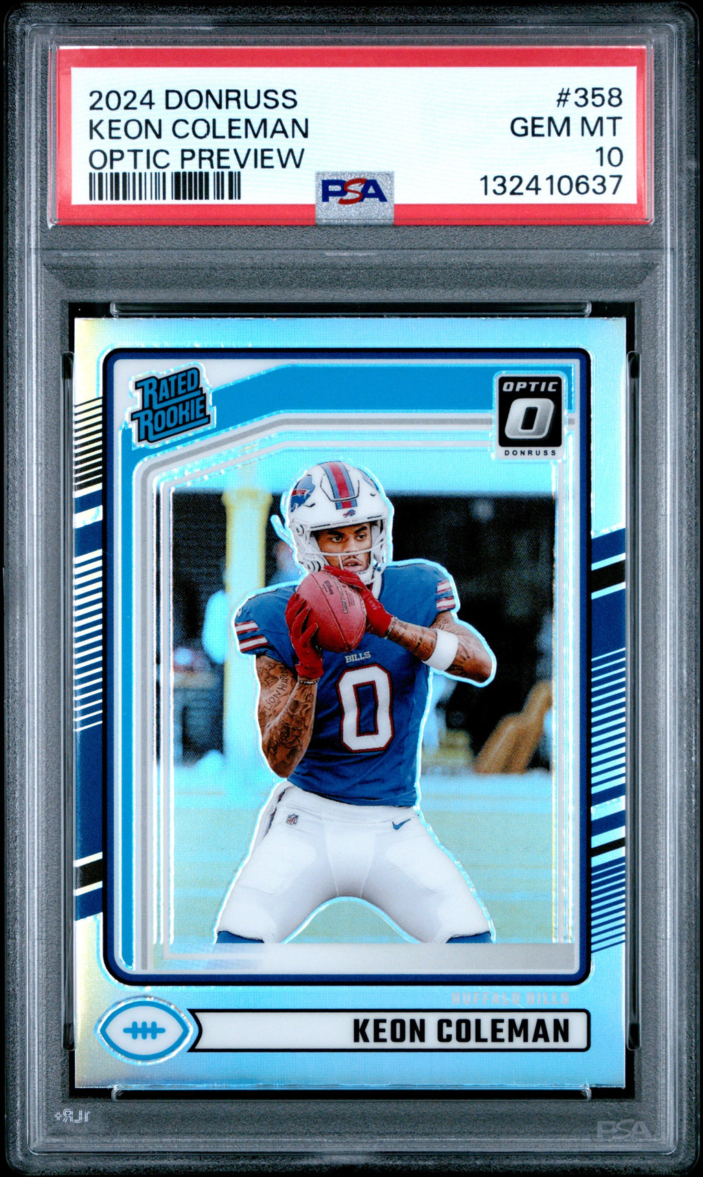 Graded 2024 Panini Donruss Keon Coleman #358 Optic Preview Rookie RC Football Card PSA 10 Gem Mint