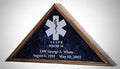 EMT Flag case, Medical Flag display Walnut case