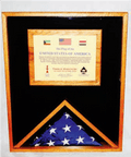 Military Memorial Flag Medal and Certificate Display Case,Oak