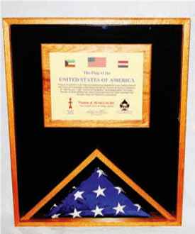 Military Memorial Flag Medal and Certificate Display Case, 9 X 5 1/2 Memorial Flag.