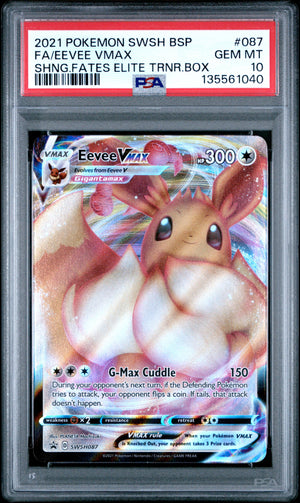 Graded 2021 PKM JP BSP SWSH Eevee #087 VMAX Shining Fates Elite Trainer Trading Card Game PSA 10 Gem Mint
