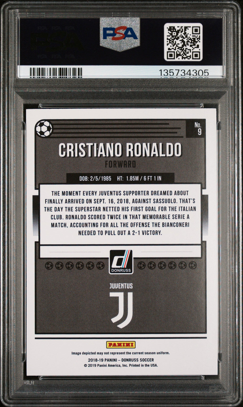 Graded 2018 Panini Donruss Cristiano Ronaldo #9 Soccer Card PSA 10 Gem Mint