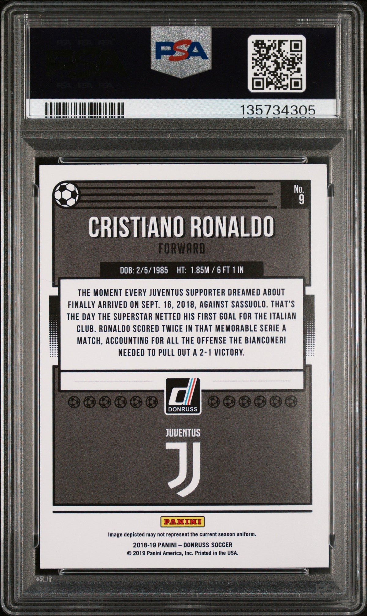 Graded 2018 Panini Donruss Cristiano Ronaldo #9 Soccer Card PSA 10 Gem Mint