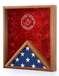 Marine Corps Flag Medal Display Case,USMC Flag Case - Oak