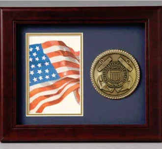 Coast Guard 10” x 8” Medallion, Coast Guard Frame - Mahogany