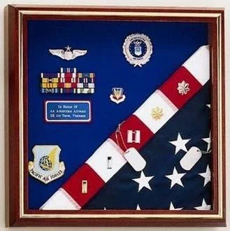 Flag Display Case - American Made for flag and medals - 3'x5' flag