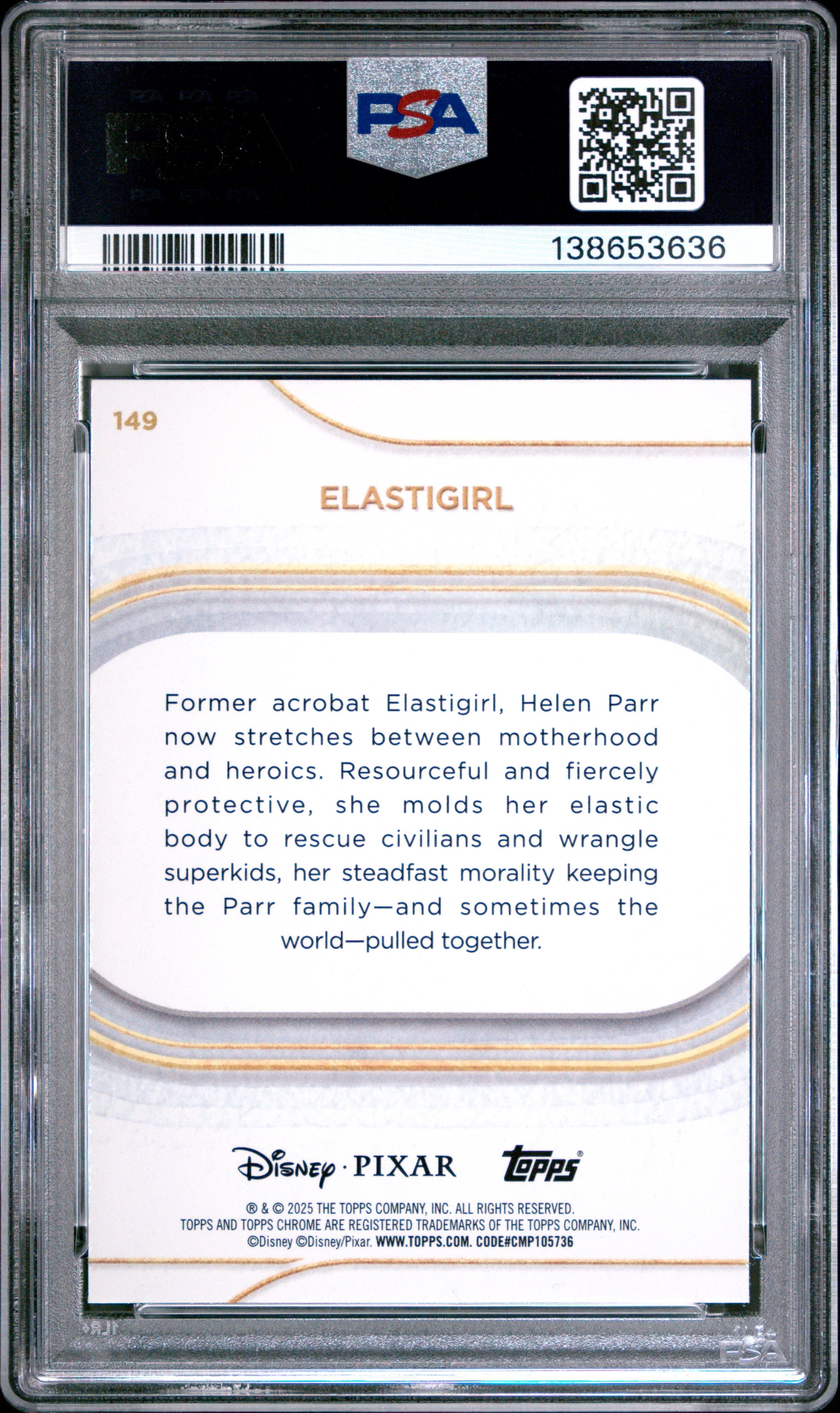 Graded 2025 Topps Chrome Disney Elastigirl #149 Yellow Mini Diamonds The Incredibles Mrs. Incredible Trading Card PSA 10 Gem Mint