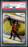 Graded 2025 Topps Chrome Disney Elastigirl #149 Yellow Mini Diamonds The Incredibles Mrs. Incredible Trading Card PSA 10 Gem Mint