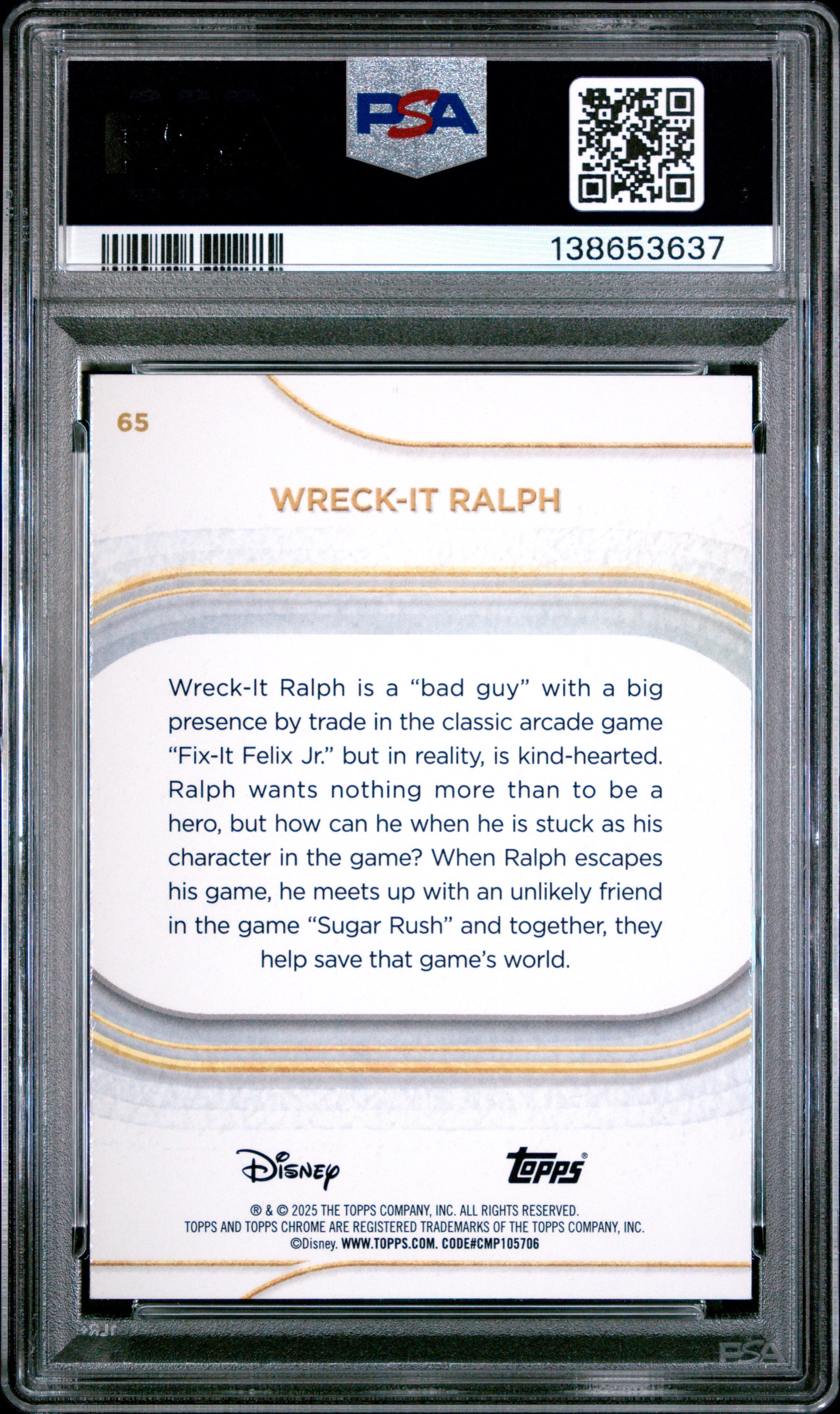 Graded 2025 Topps Chrome Disney Wreck-It Ralph #65 Blue Mini Diamonds #/150 Trading Card PSA 10 Gem Mint