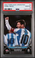 Graded 2024 Topps Now Argentina Lionel Messi #2 Says Goodbye to Argentina Fans Soccer Card PSA 10 Gem Mint