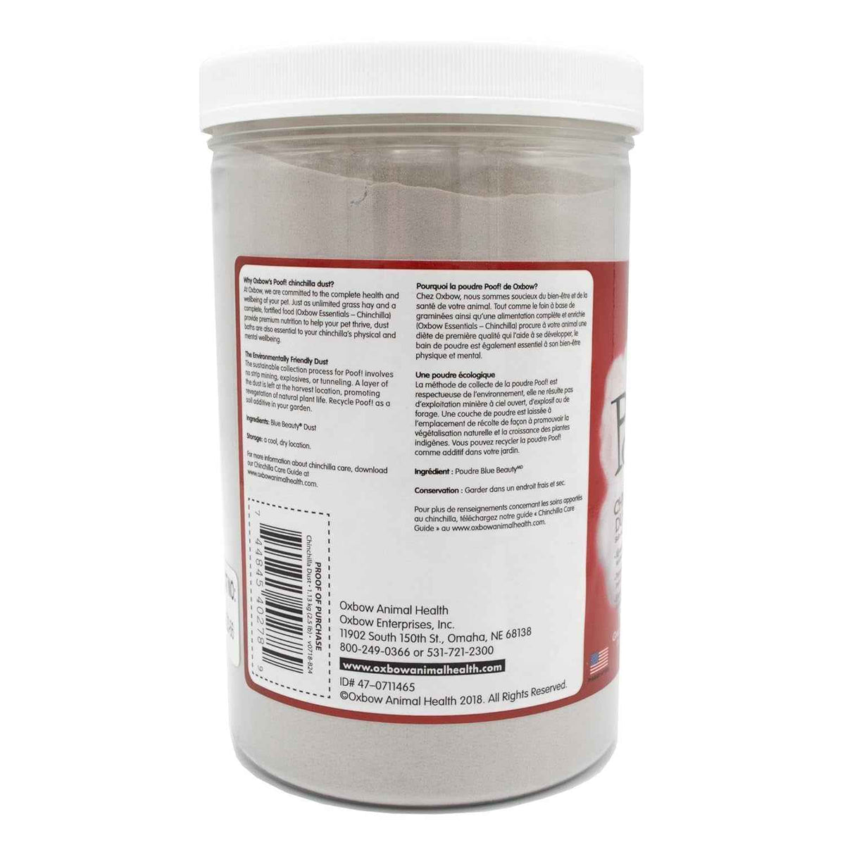 Oxbow POOF! Chinchilla Dust Bath Natural Blue Beauty Grooming Powder 2.5lb