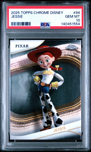Graded 2025 Topps Chrome Disney Jessie #94 Toy Story Trading Card PSA 10 Gem Mint