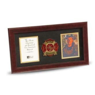 4 by 6 Double Picture Frame for Firefighter Medallion, Two 4-Inch by 6-Inch Picture Openings