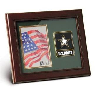 Army Medallion Portrait Picture Frame, Army Picture Frame - Mahogany