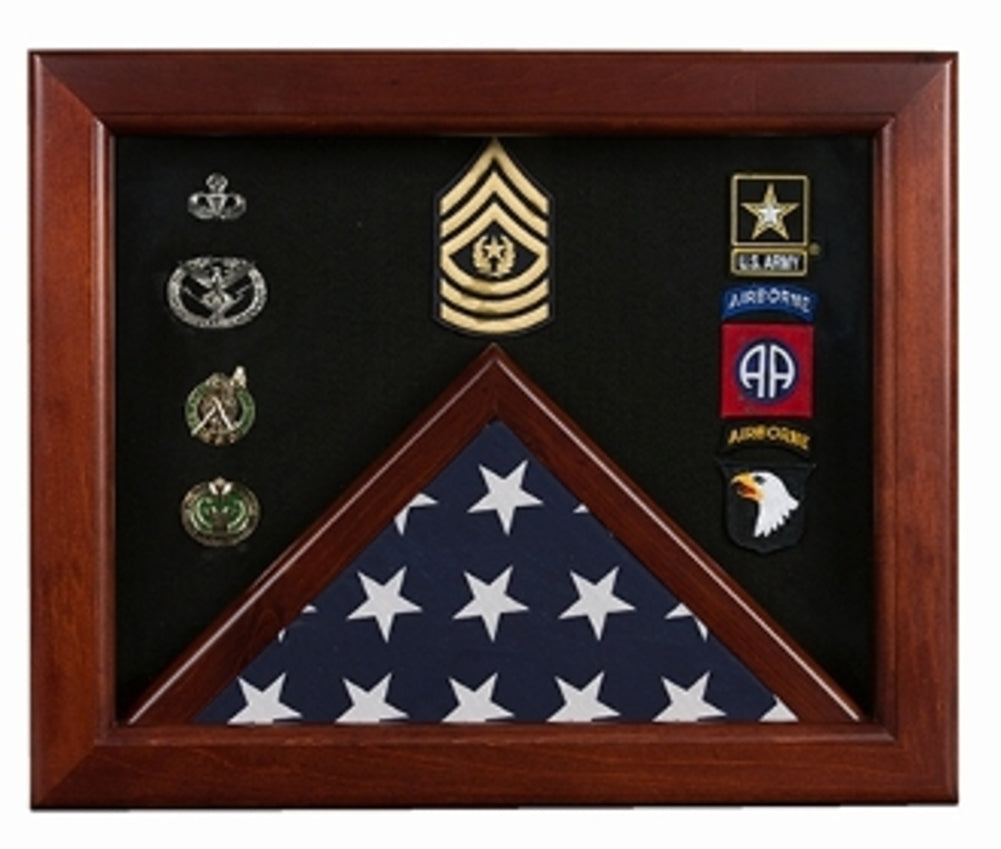 Military Flag medal display case, Mahogany wood for 3x5 flag!
