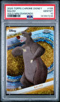 Graded 2025 Topps Chrome Disney Baloo #106 Gold Mini Diamonds #/50 The Jungle Book Trading Card PSA 10 Gem Mint