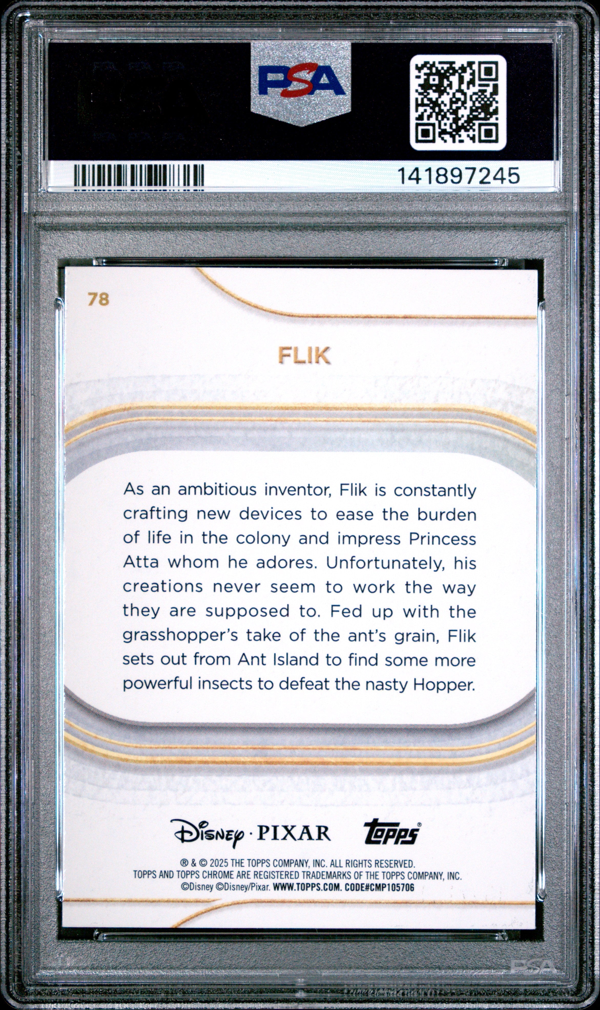 Graded 2025 Topps Chrome Disney Flik #78 Mickey Mouse Black and White Shimmer #/101 A Bug's Life Trading Card PSA 10 Gem Mint