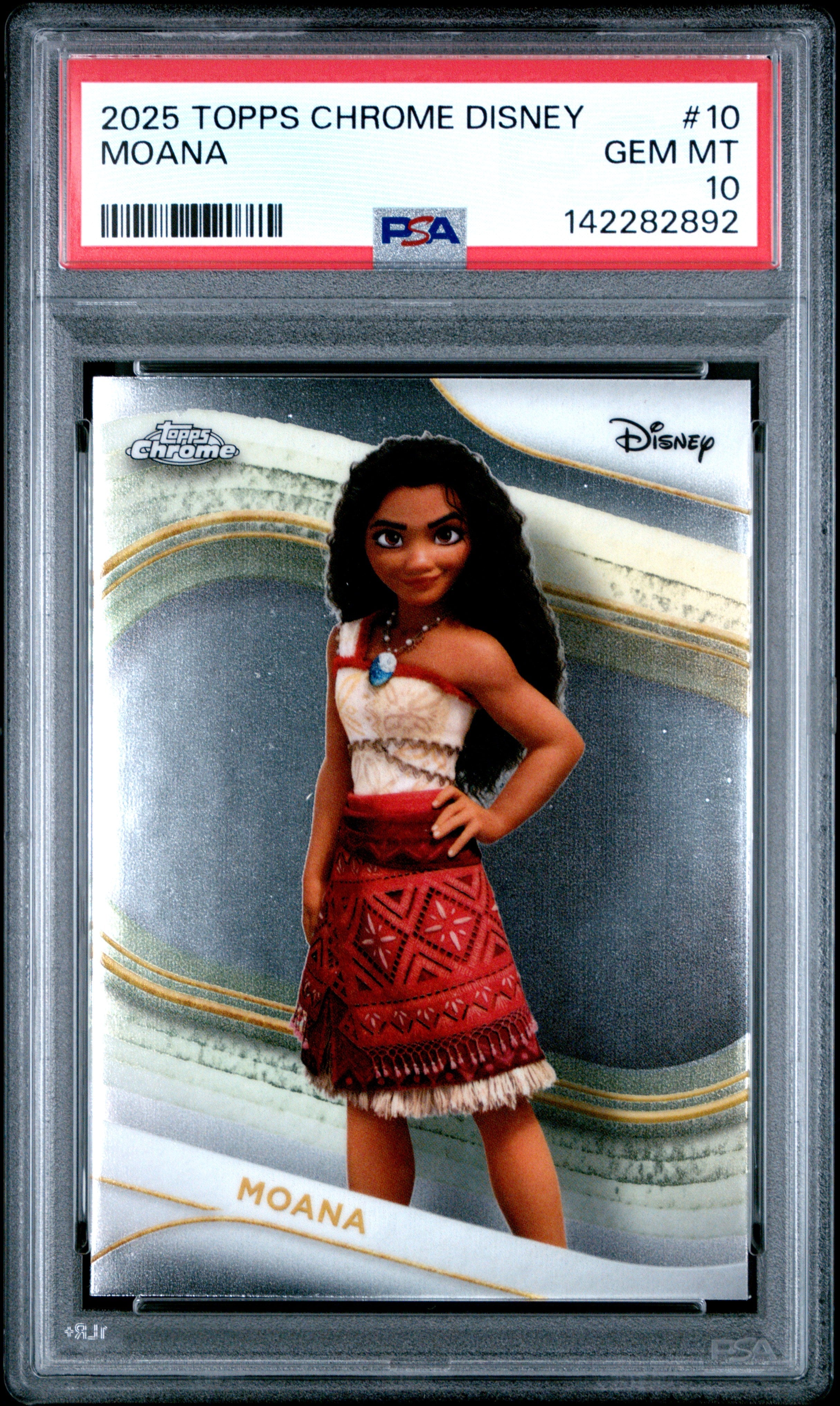 Graded 2025 Topps Chrome Disney Moana #10 Trading Card PSA 10 Gem Mint