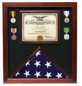 Flag medal display case, great flag case for retirement ceremony, Cherry
