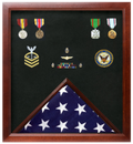 Military Flag and Medal Display Case.