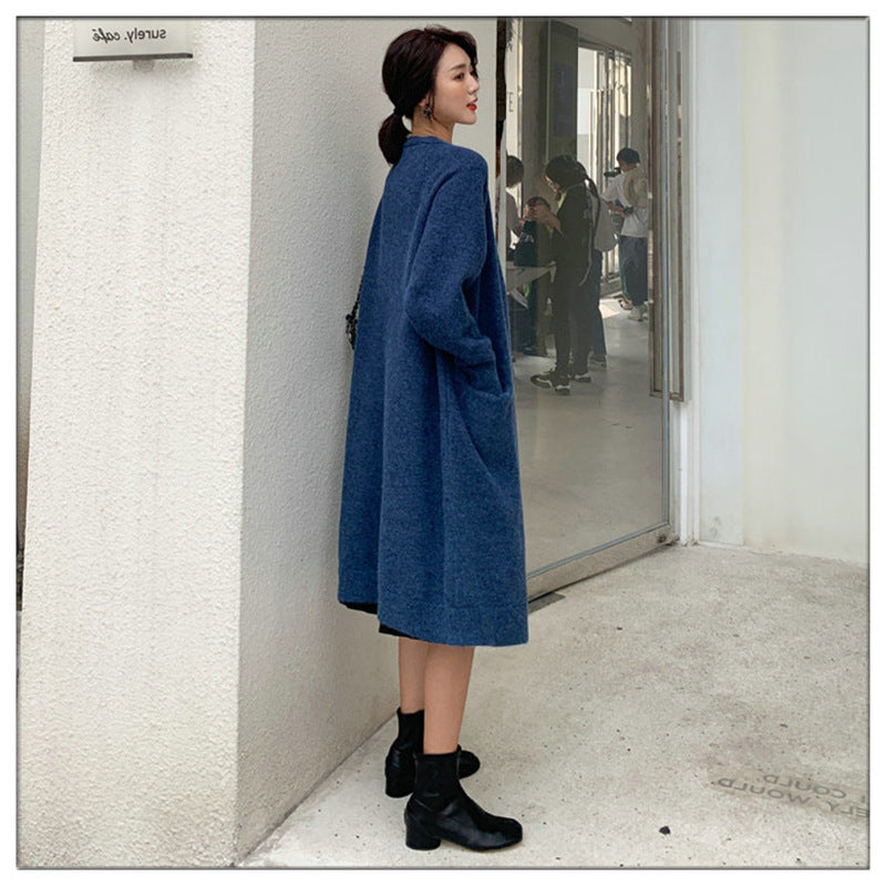 Autumn And Winter Clothing New Loose Mid-length Knitted Coat For Women