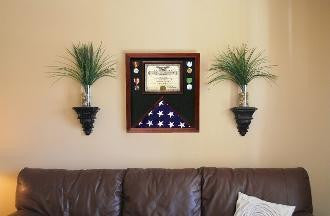 Flag Document Display Case, Wood Veterans Made Solid wood Flag And Document Case - Real Wood
