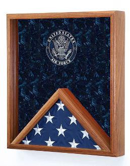 Award and flag display case display Case - Oak