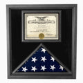 Premium USA-Made Solid wood Flag Document Case Black Finish.