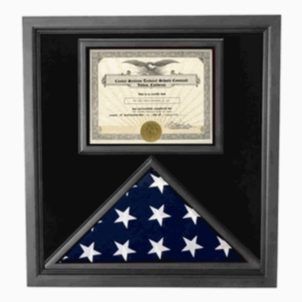 Premium USA-Made Solid wood Flag Document Case Black Finish.