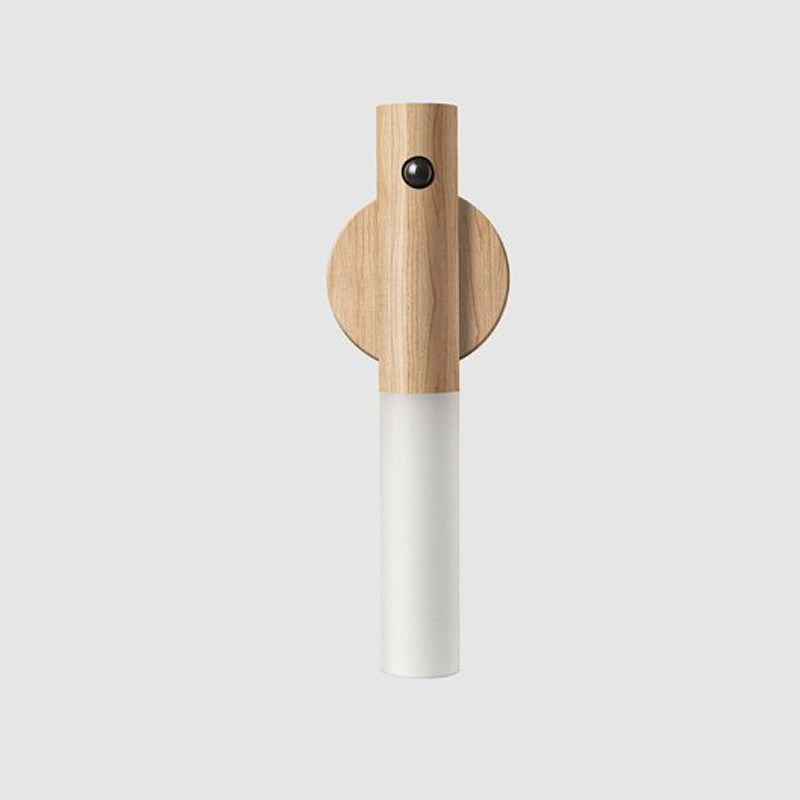 PIR Motion Sensor Night Light – Magnetic Wooden LED Wall Lamp, Rechargeable