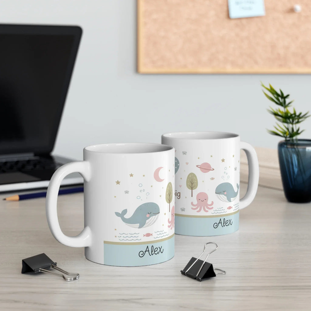 Dream Big Whale Octopus Heart Ocean Mug | Personalized Sea Name Gift