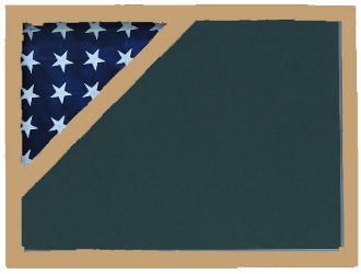 Shadow box to hold a 5’ X 9.5’ flag, Oak Finish.