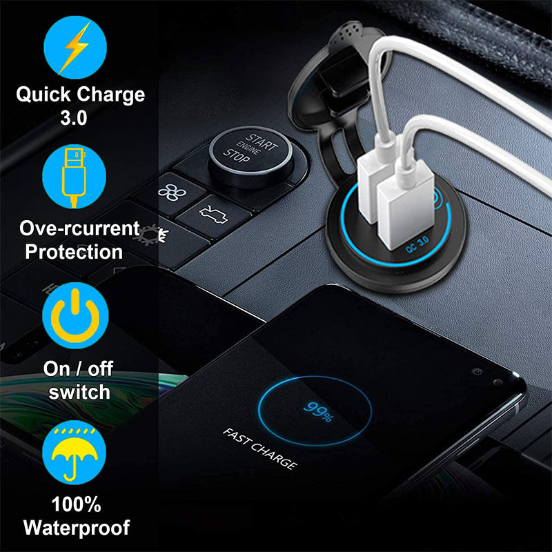 Motorcycle Boat  Car Charger Dual  Fast Charge Modified Car Charger