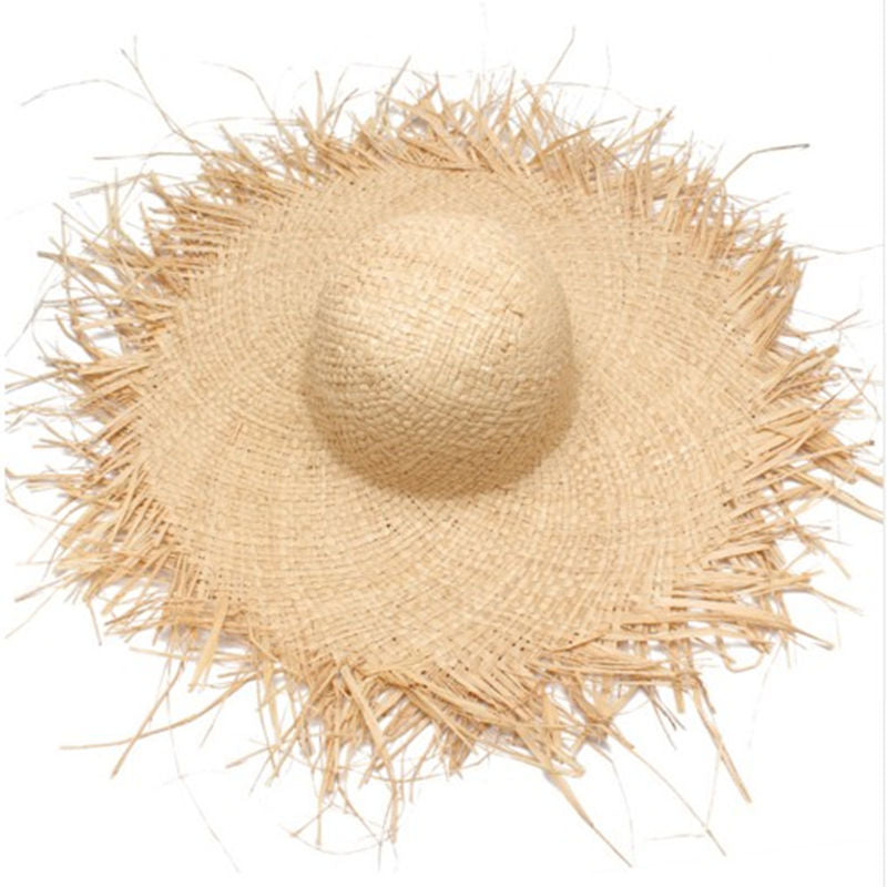 NEW Handmade Women Straw Sun Hats Large Wide Brim Gilrs High Quality Natural Raffia Panama Beach Straw Sun Caps For Holiday