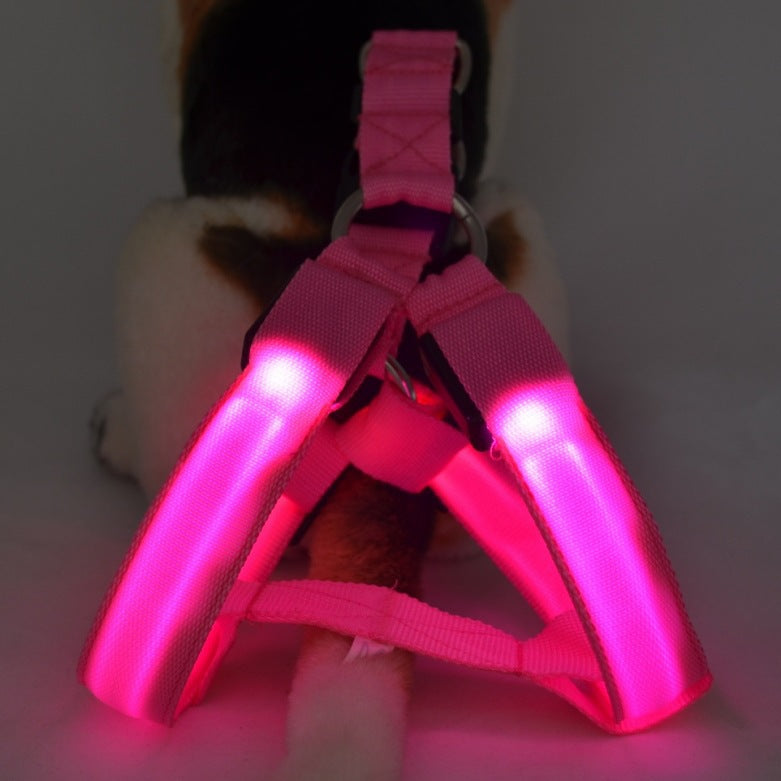 Dog Leashing Vest With Led Illuminated Chest Back