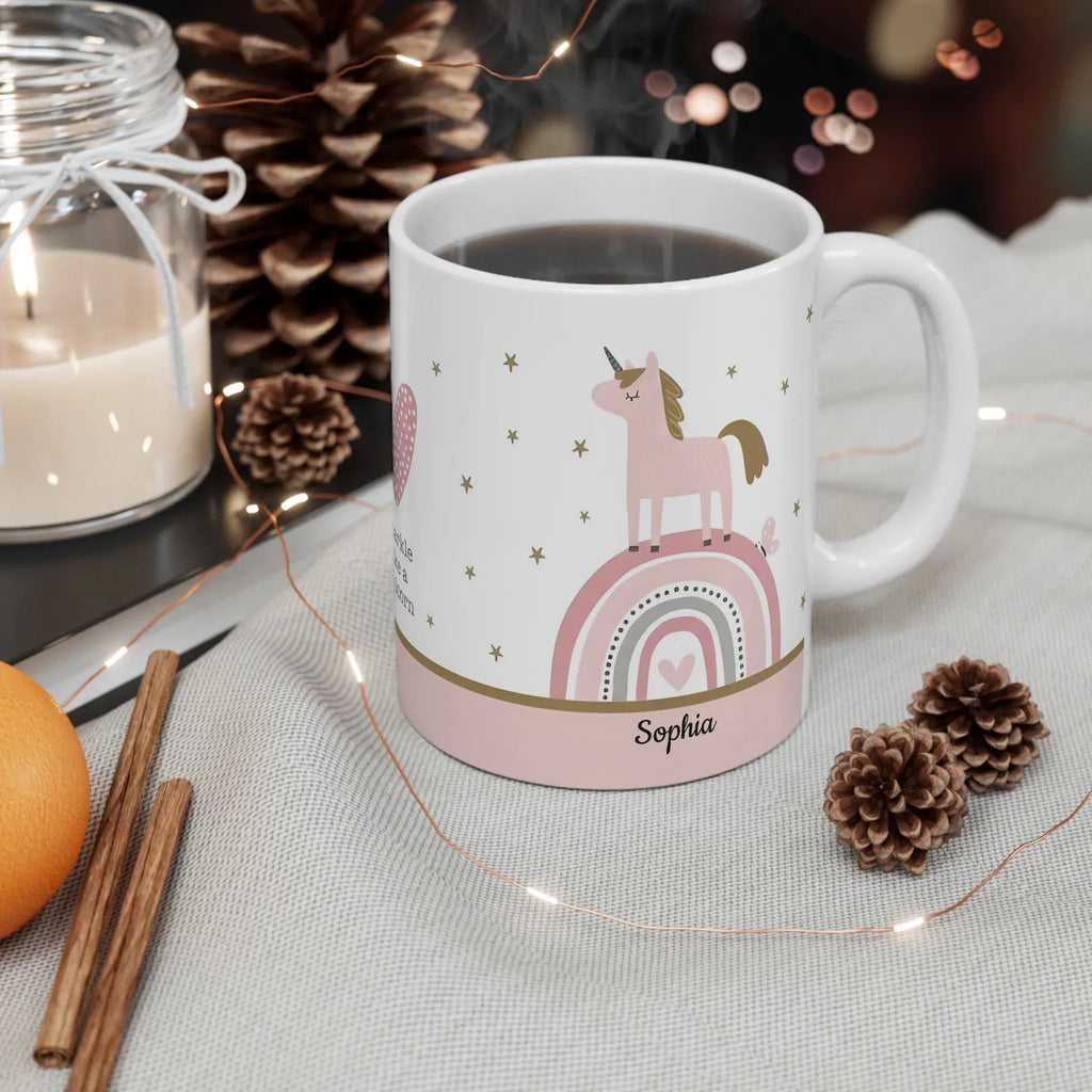Pink Rainbow Mug | Sparkle Like a Unicorn | Personalized Name
