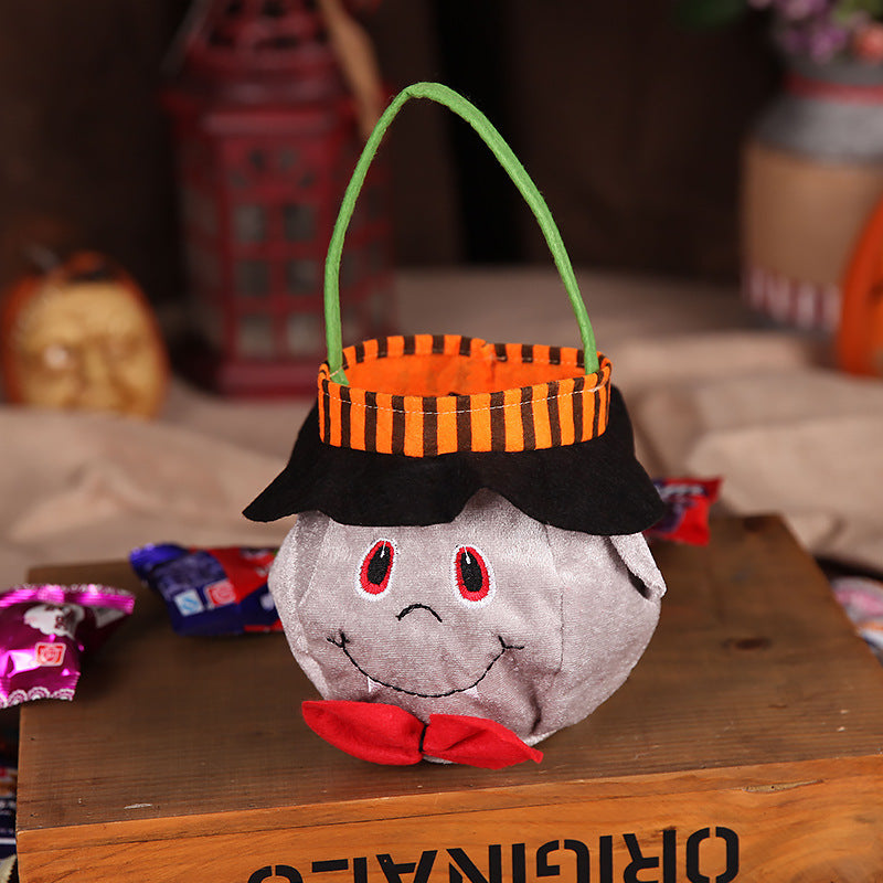 Cute Halloween Candy Bag Halloween Pumpkin Pattern Portable Handbag Cosplay Props Gift Basket Kids Gifts
