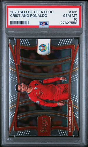 Graded 2020 Panini Select UEFA Euro Cristiano Ronaldo #136 Portugal Soccer Card PSA 10 Gem Mint