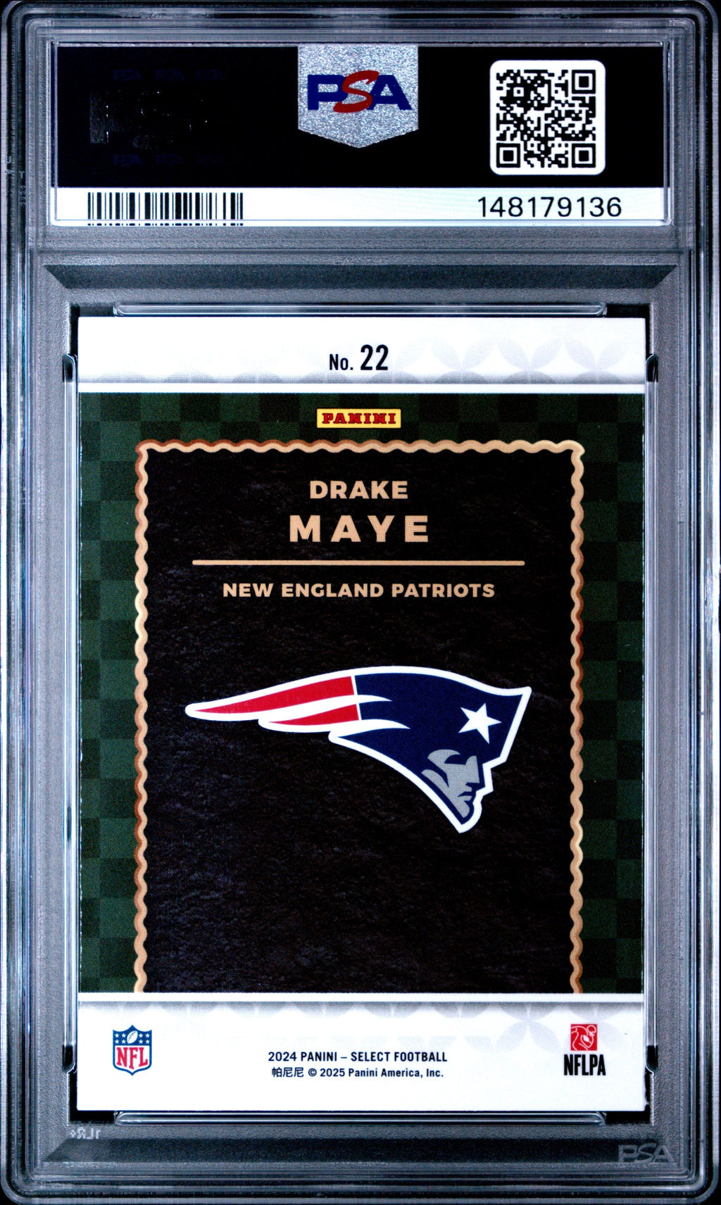 Graded 2024 Panini Select Drake Maye #22 Score Select Throwback Rookie RC Football Card PSA 9 Mint