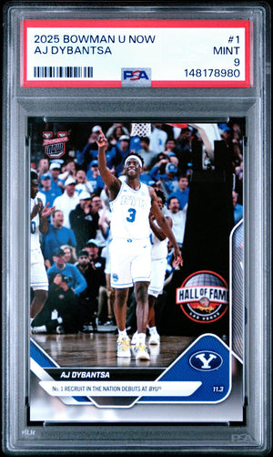 Graded 2025 Topps Bowman U Now AJ Dybantsa #1 Rookie RC Basketball Card PSA 9 Mint