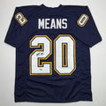 Autographed/Signed Natrone Means Los Angeles San Diego Navy Blue Football Jersey Beckett BAS COA
