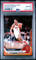 Graded 2025 Topps Bowman U Now Kiyan Anthony #4 Orange Foil /25 Rookie RC Basketball Card PSA 10 Gem Mint