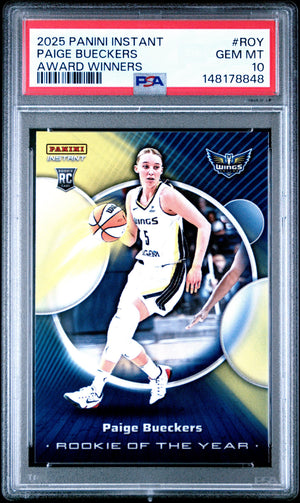 Graded 2025 Panini Instant Paige Bueckers #ROY Rookie RC Basketball Card PSA 10 Gem Mint