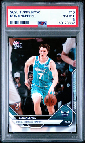 Graded 2025 Topps Now Kon Knueppel #10 Rookie RC Basketball Card PSA 8 Near Mint