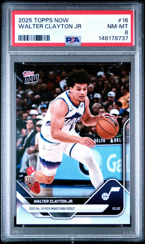 Graded 2025 Topps Now Walter Clayton Jr. #16 Rookie RC Basketball Card PSA 8 Near Mint