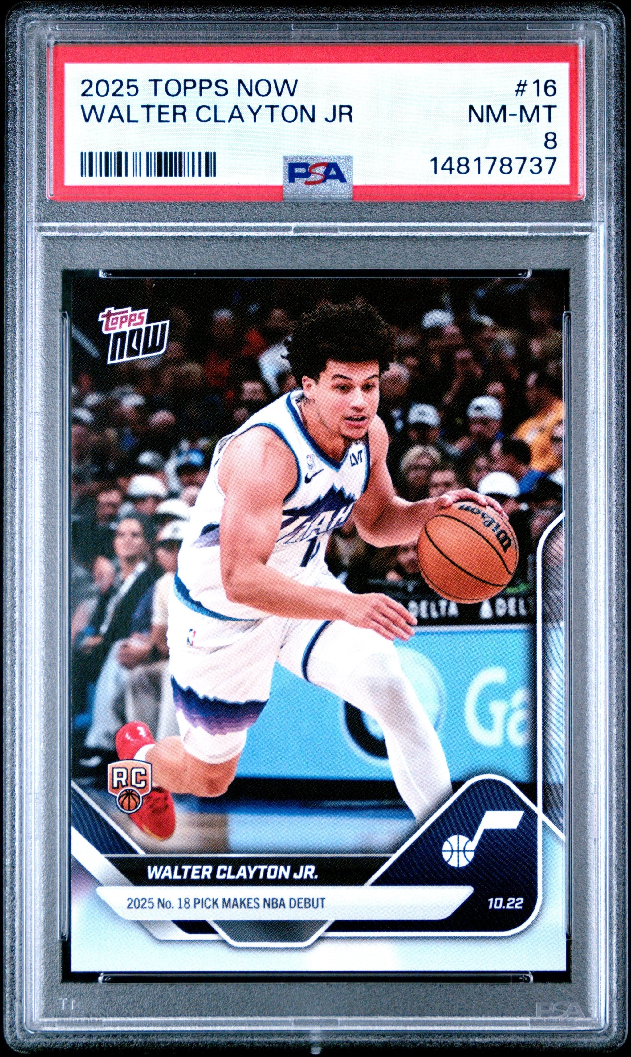 Graded 2025 Topps Now Walter Clayton Jr. #16 Rookie RC Basketball Card PSA 8 Near Mint