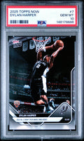 Graded 2025 Topps Now Dylan Harper #7 Rookie RC Basketball Card PSA 10 Gem Mint