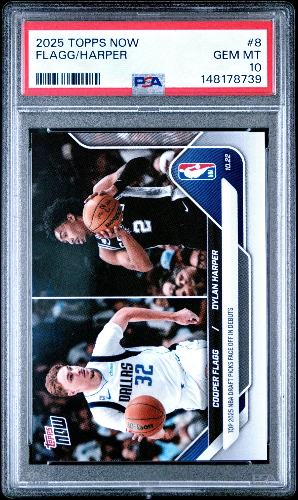 Graded 2025 Topps Now Cooper Flagg/Dylan Harper #8 Rookie RC Basketball Card PSA 10 Gem Mint