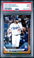 Graded 2025 Topps Now Clayton Kershaw #905 Gold Foil /50 Baseball Card PSA 9 Mint